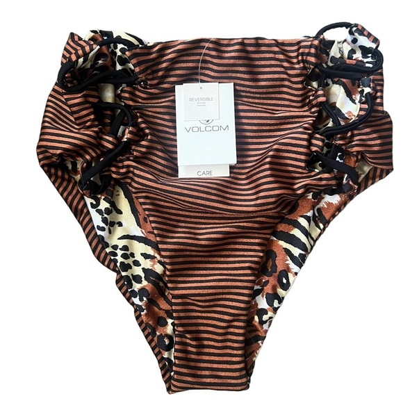 Volcom Roam Free Highwaist Bikini Bottom Floral/Stripes NWT Size XS - Picture 8 of 12